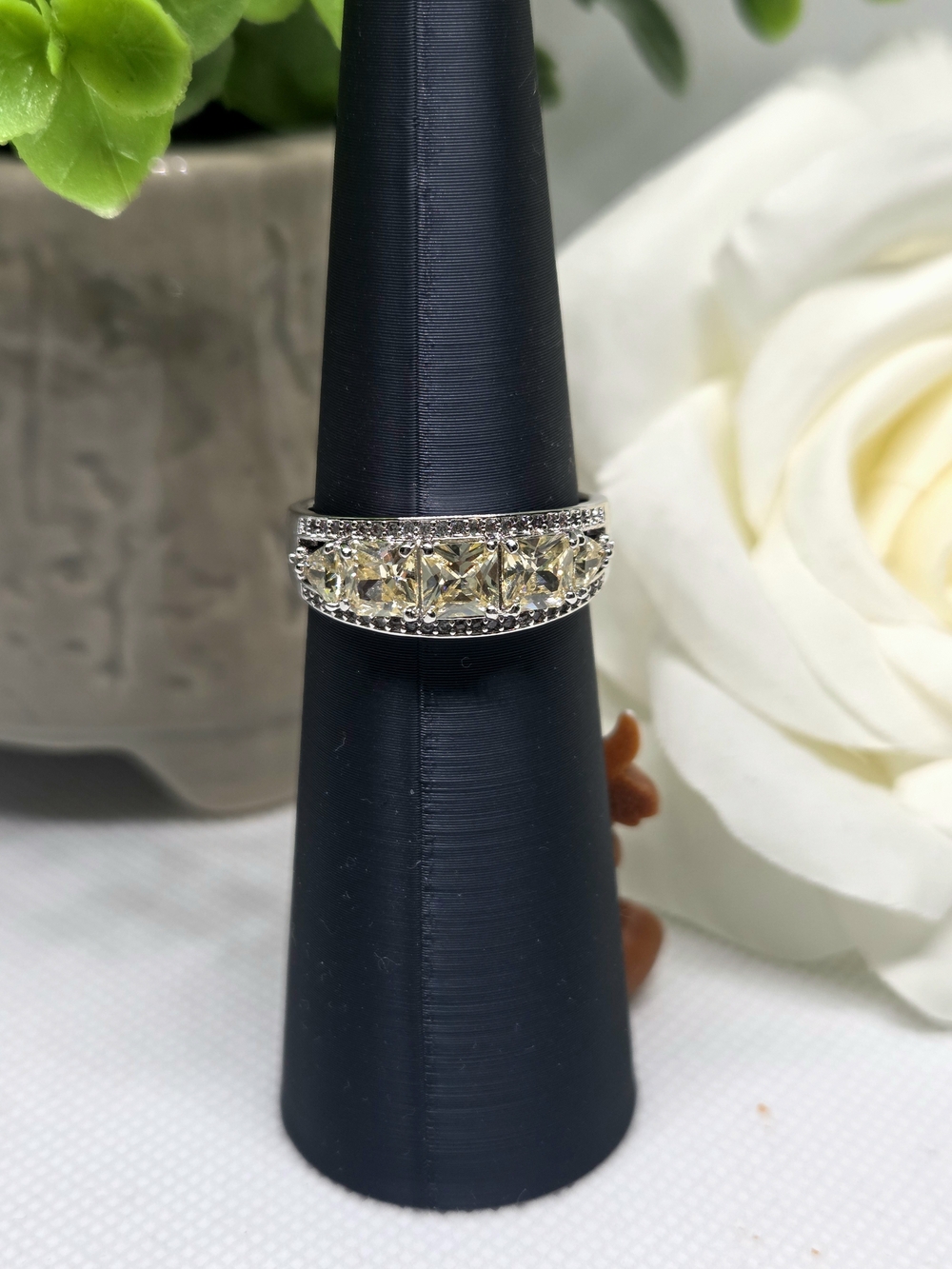 BP Silver Band with Lemon CZ Stones